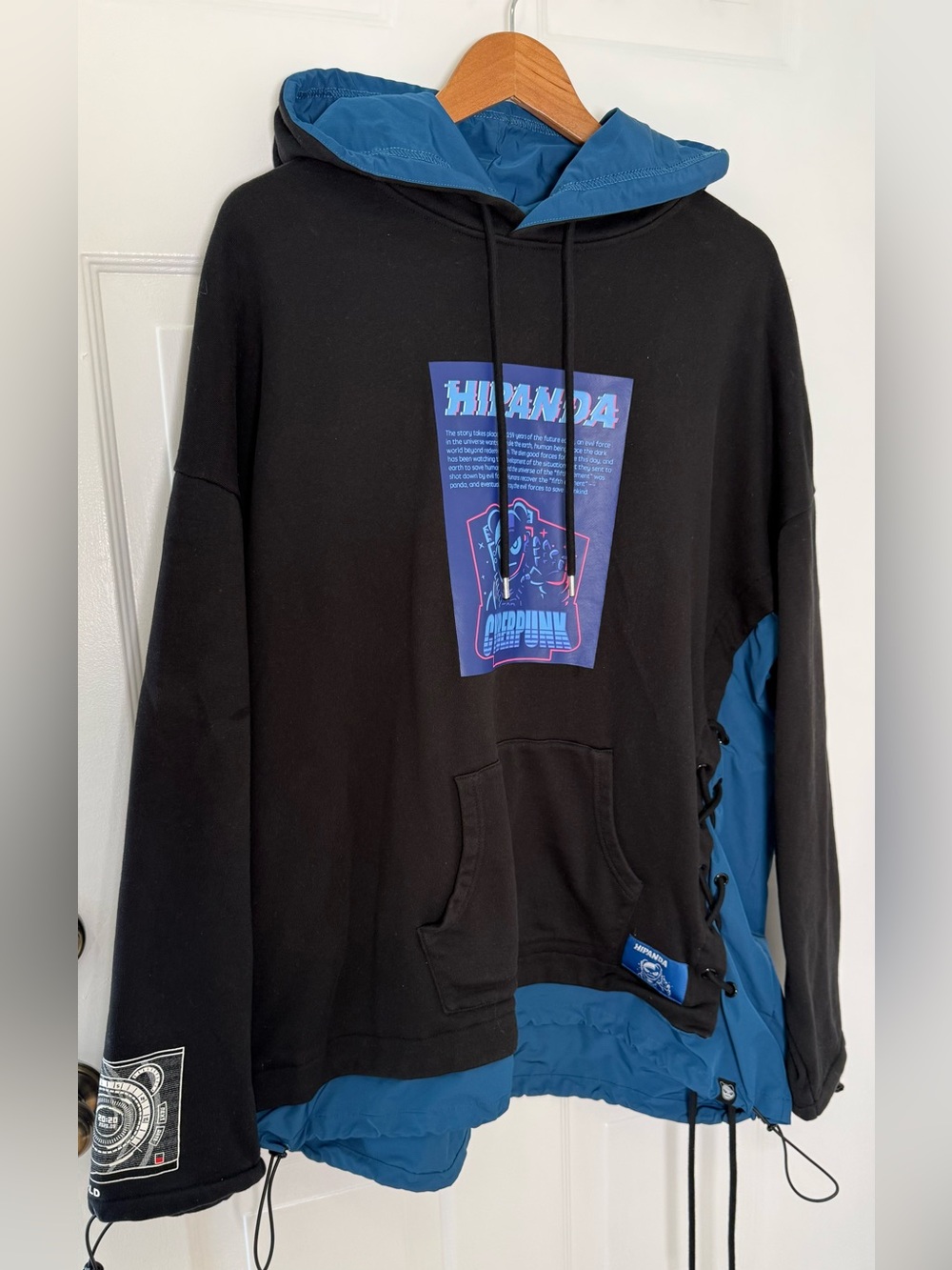 HIPANDA Cyberpunk Oversized Hoodie Jacket Black Blue